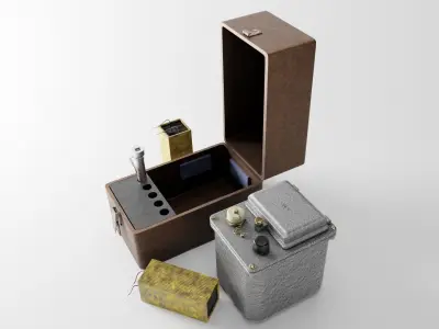 Dosimeter cold war ZD5 DP24 DKP50A and Galvanic element batarey Low-poly 3D model