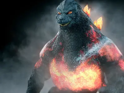 Burning Godzilla 3D model