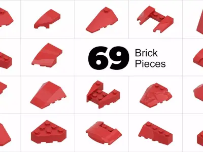 TwindBricks3D - 69 Bricks Slope Wedge collection 3D print model
