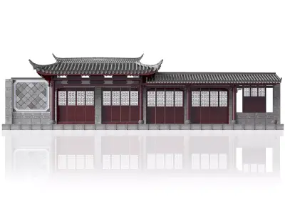 Chinese ancient architecture Low-poly 3D model buy