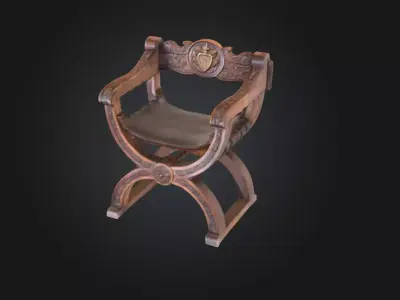 Antique Carved Chair Low-poly 3D model