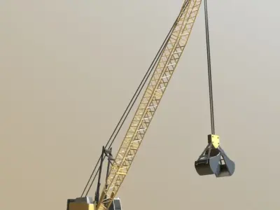 Construction Vehicle Cable Crane Low Poly and Rigged Low-poly 3D model