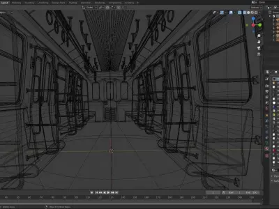 Subway Interior Low-poly 3D model