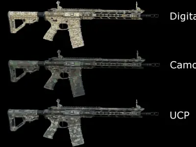 Modular Combat Rifle-Carbine Variant Low-poly 3D model