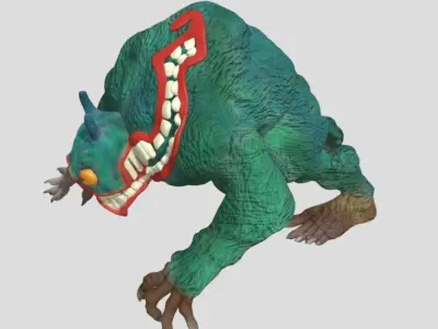 blue fur monster 3D model