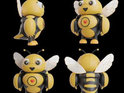 Bee Mascot Character 3D model Low-poly 3D model