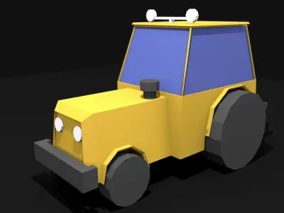 Mini Tractor Low-poly 3D model