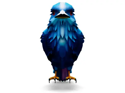 Stylized Blue Bird 3D Model Low-poly 3D model