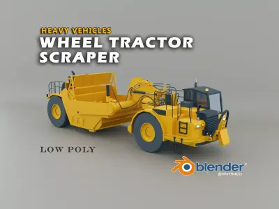 Tractor Scraper - Heavy Vehicle Low-poly 3D model