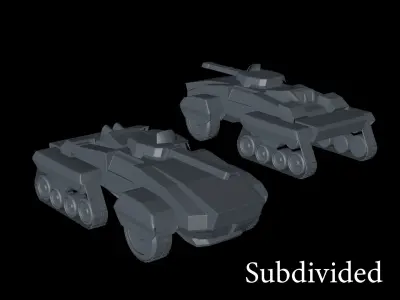 Futuristic Tank Truck SUV Machinery Low Poly 3D Model Low-poly 3D model
