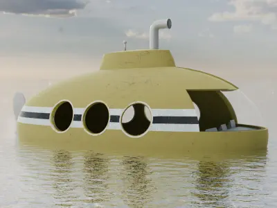 Small toon sub Low-poly 3D model