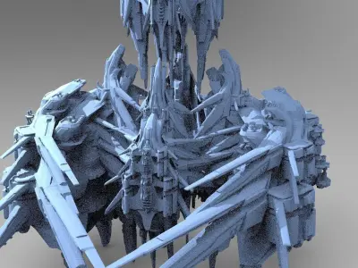 Sci-Fi Insectoid ship Towers collection 2 3D model