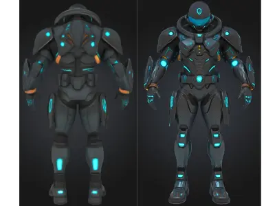 Armored Space Soldier Low-poly 3D model