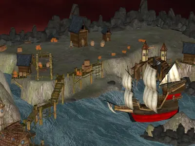 Pirate Shipyard Environment  Low-poly 3D model