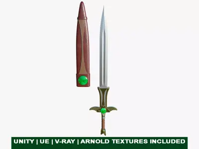  Fantasy Sword 10 PBR Unity UE Arnold V-Ray Textures Included Low-poly 3D model