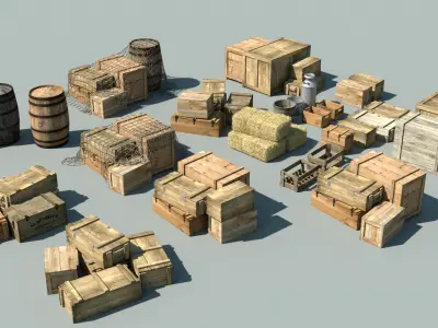 Wood Crates 3D model