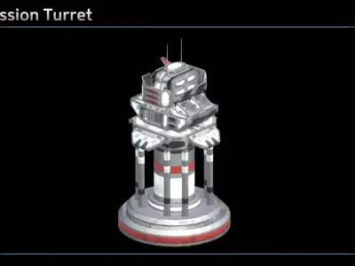 Shield and Concussion Turret Low-poly 3D model