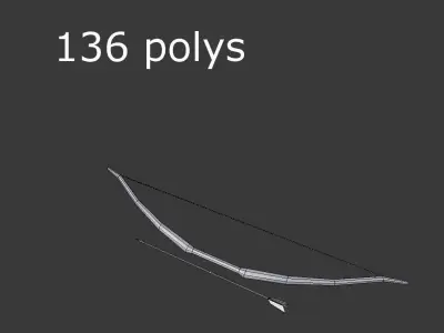 low poly bow 1 and arrow Low-poly 3D model