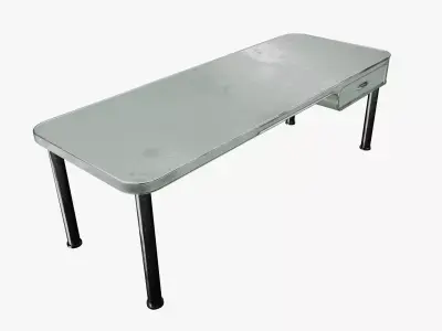 Retro Industrial Metal Work Table with Drawer 3D model