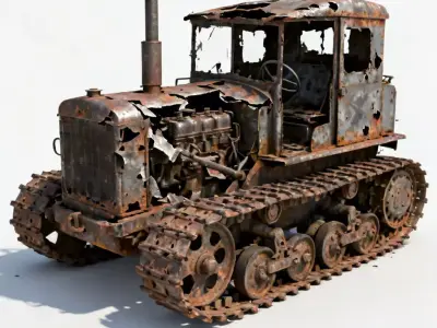 WWI Artillery Tractor Remains 3D Model 3D Model Low-poly 3D model