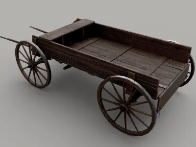 Old cart Low-poly 3D model buy