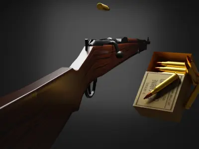 us rifle caliber 30 Low-poly 3D model