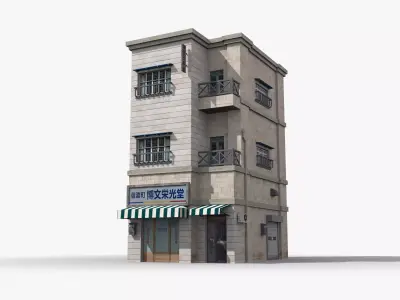 Japanese House x4 Low-poly 3D model