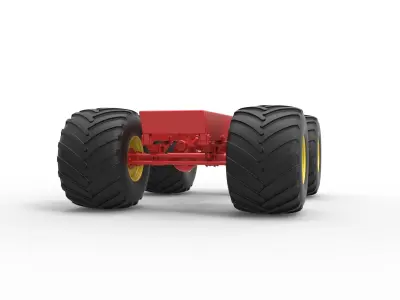 Old school monster truck chassis Scale 1 to 25 3D print model