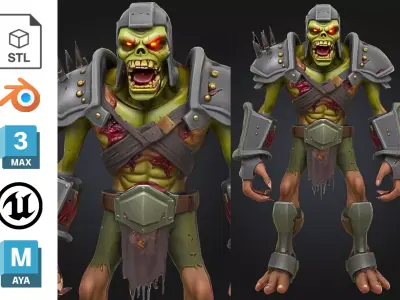 Stylized Undead Warrior Character Low-poly 3D model