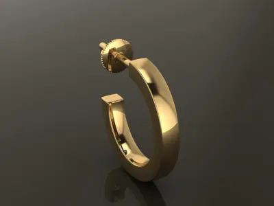 Earring Hoop Box Opened Back 11mm inside Width 3D print model