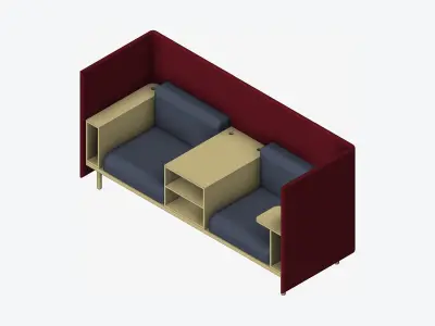 Sofa - Contemporary - Flame - Central Shelf - Armrest Shelf Low-poly 3D model order