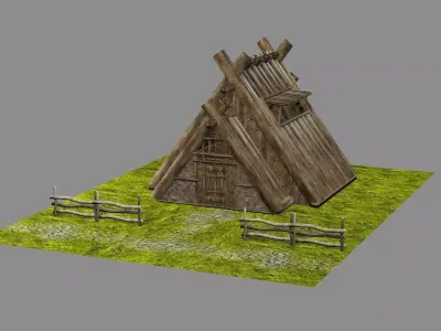 Medieval Viking House 07 Game Ready Low-poly 3D Model Low-poly 3D model