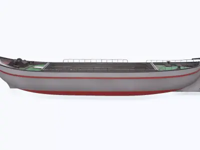Small River Barge Boat Low-poly PBR Low-poly 3D model