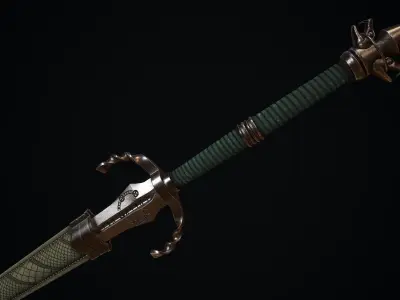 Witcher silver sword Low-poly 3D model
