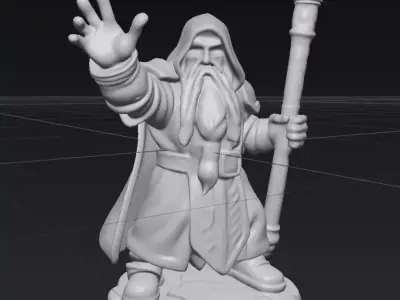 Dwarf Rune Priest Figurine 3D Model OBJ STL GLB Low-poly 3D model
