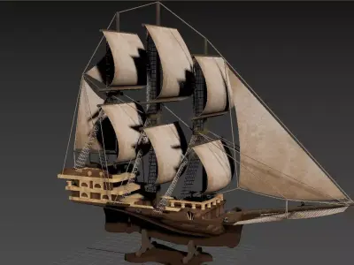 ship and table  Free 3D model