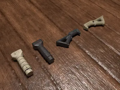 Foregrips rifle grips Low-poly 3D model