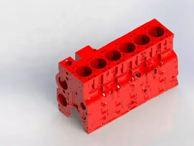 6 cylinder engine block  Free 3D model