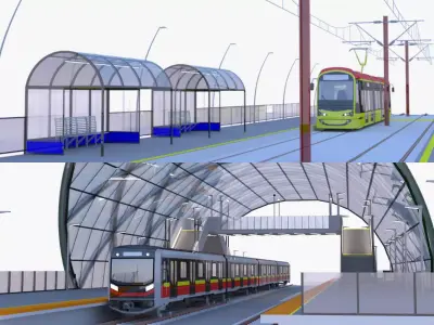 Warsaw tram and metro stations III 3D Model Pack