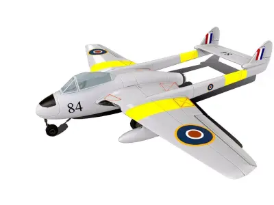 De Havilland Vampire British Fighter Jet Low-poly 3D model