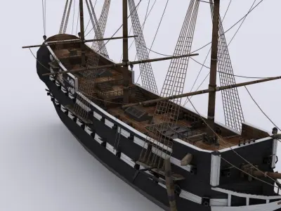 Military sailing ships Low-poly 3D model