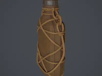 Tribal  Utility Water Canteen Low-poly 3D model