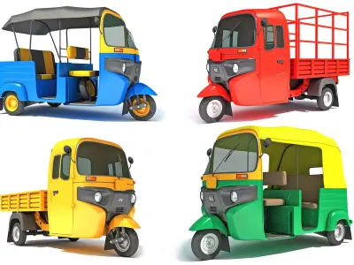 Auto Rickshaw Models Collection 3D Model Pack