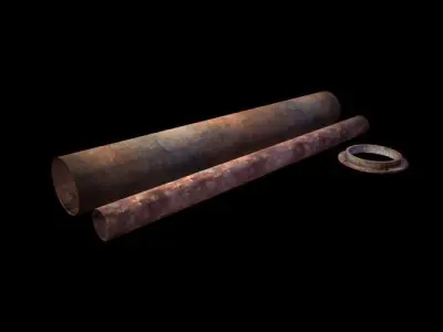 Pipers two rusty pipes Free low-poly 3D model