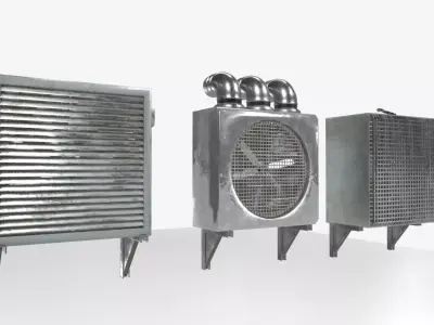 Industrial Exhaust Fans and vents pack Low-poly 3D model