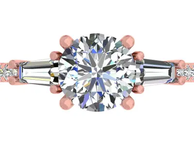 2carat Round And Bauggate Stone Engagement Ring 3D print model purchase