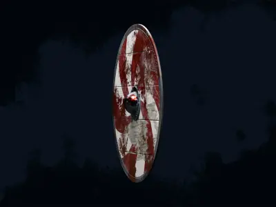 Viking shield 2 - Bloodied Relic Low-poly 3D model