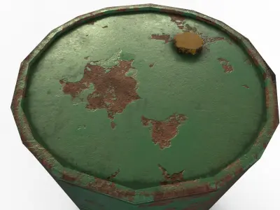 Green Postapocalyptic barrel Low-poly 3D model