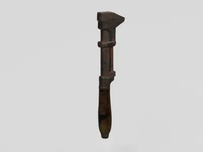 Rusty Tool Pipe Wrench 1 3D scan PBR 4K textures Low-poly 3D model