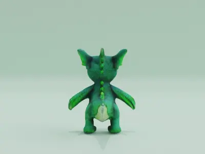 Dragon Baby A-pose Low High Poly Low-poly 3D model